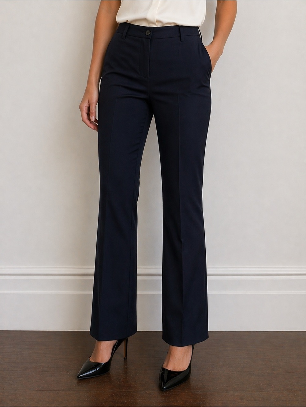 DKNY dark Navy Straight-Leg Dress Trousers